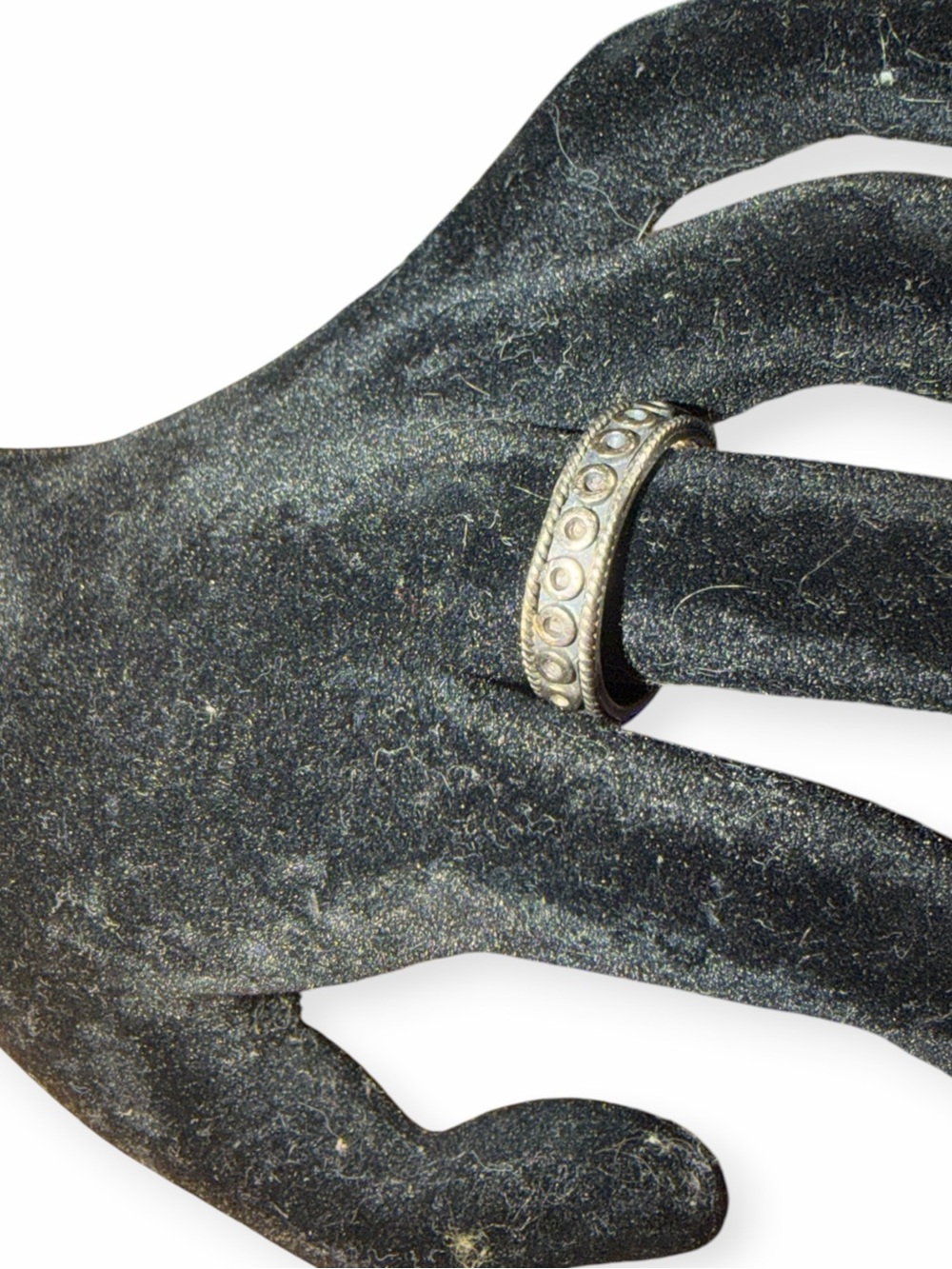 Artisan Signed PB Stamped Sterling Silver Textured Wide Band Ring 4.5g